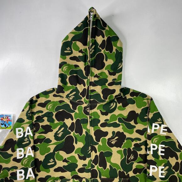 BAPE Green ABC Camo Logo Edition Full Zip Hoodie Size L - Picture 4 of 9